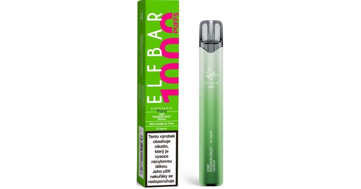 Elf Bar 1000 elektronická cigareta 20mg Kiwi Passion Fruit Guava